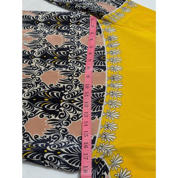 J.Crew Womens Shift Dress Yellow Black Silk Jules Scroll Print Long Sleeve 6 - Picture 10 of 12